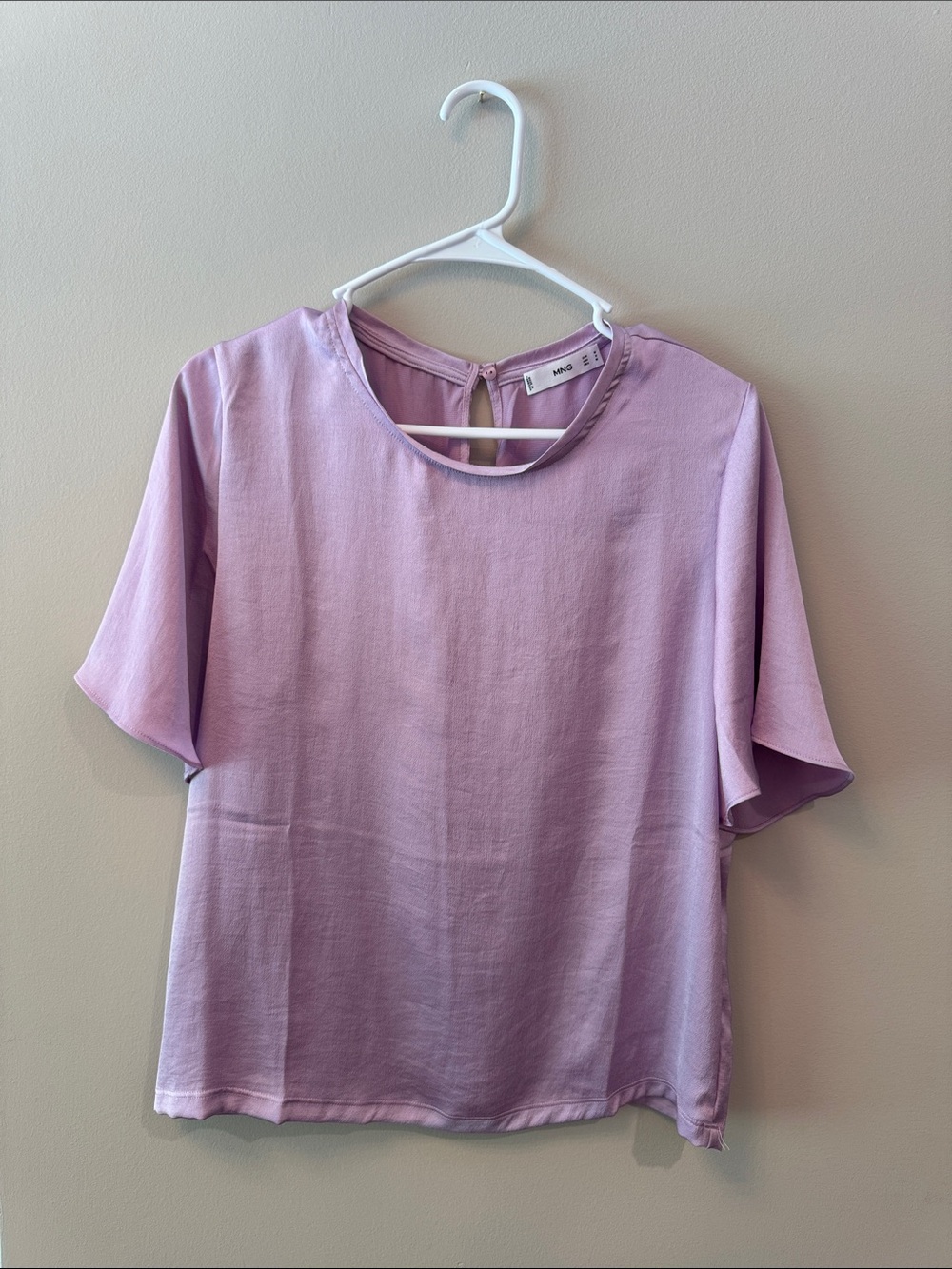 Mango Lilac Short Sleeve Round Neck Blouse